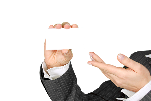 Hand mit Visitenkarte